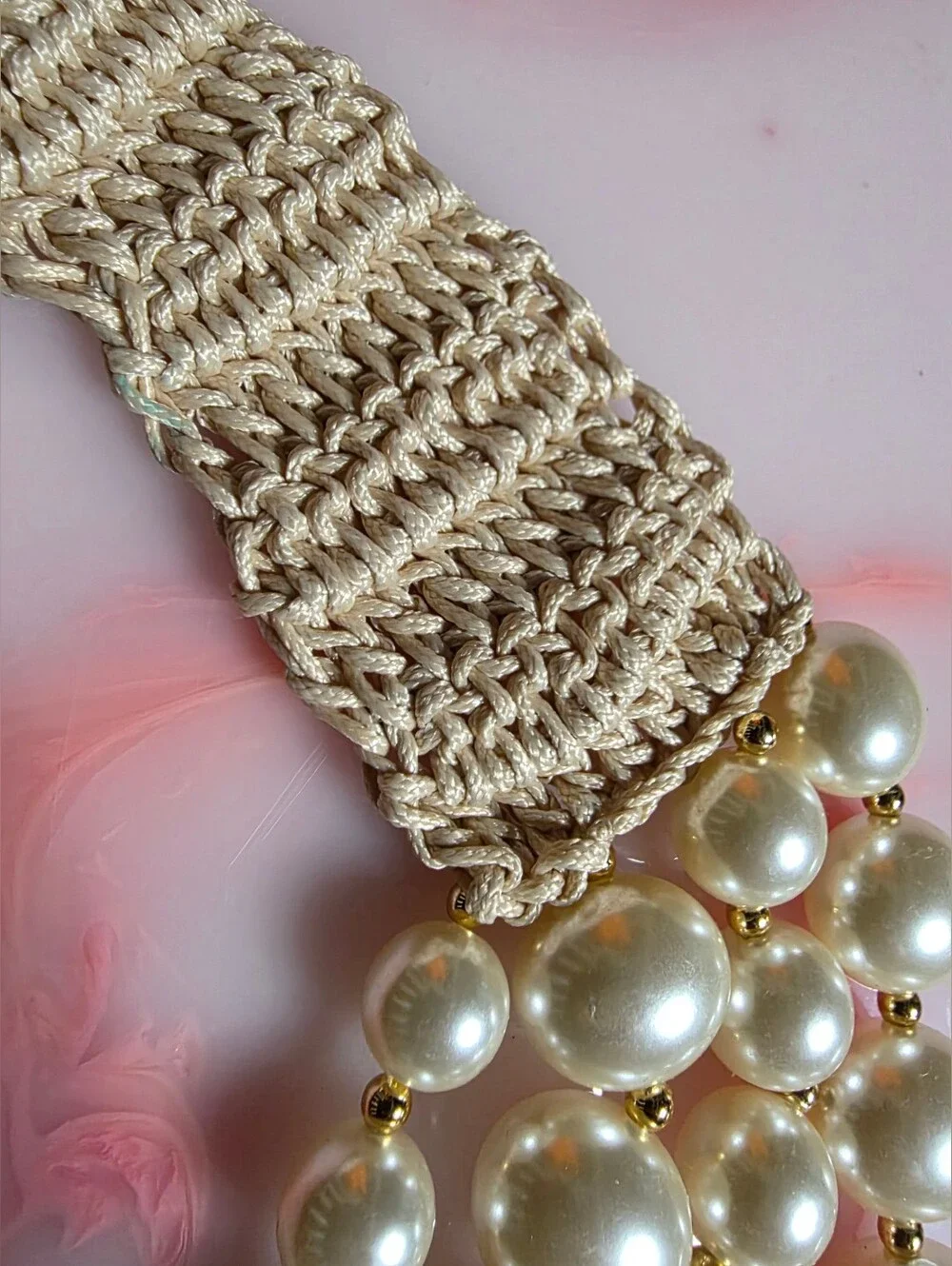 🦪Beige Pearlized Beaded Necklace & Earring Set - Picture 5 of 16